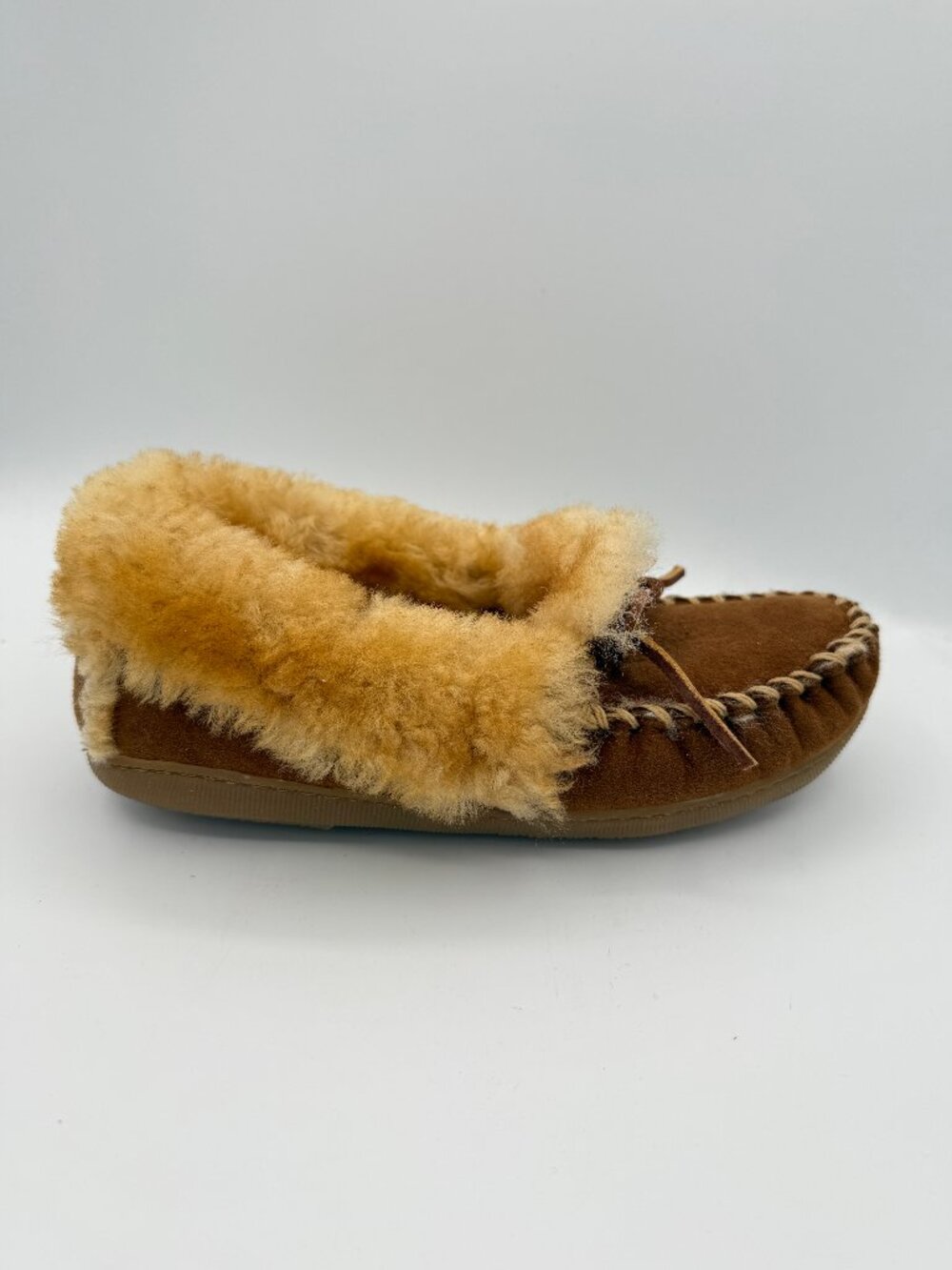 LL Bean Women's Wicked Good Moccasin Cabincore Slippers Sheepskin Brown 7